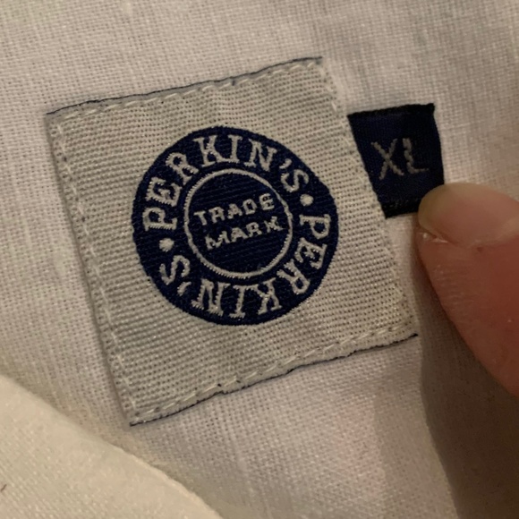 "Perkin's" Men's cargo linen cotton long sleeves shirt - Picture 3 of 6